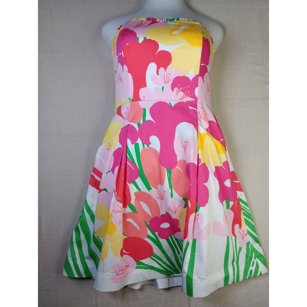Lilly Pulitzer Lavish Lilly's Strapless Dress Size 6 "Blossom" White Pink Yellow